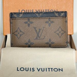 Louis Vuitton Logo Monogram Reverse Print Card Wallet Holder RFID CHIP Plus COA
